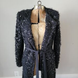 VTG Elegant Rubber Ducky Productions Black Sequin Jacket High End Look  Size L